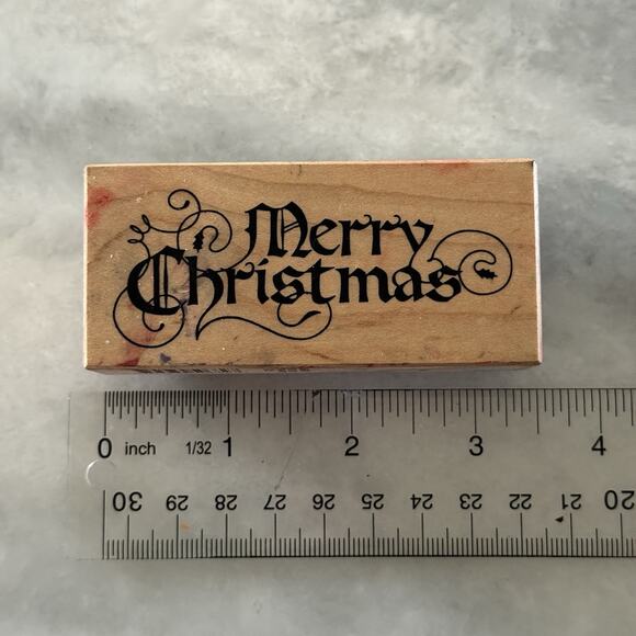 PSX-Merry Christmas Script Rubber Stamp Calligraphy 1999 RARE VINTAGE! - Picture 1 of 3